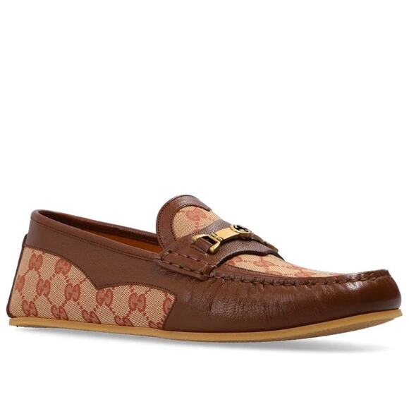 Gucci Ayrton Interlocking G Leather Driving Shoe Horsebit Monogram Loafers - Picture 1 of 9